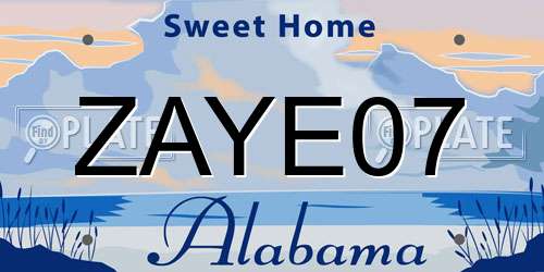 ZAYE07 Alabama License Plate