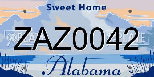 ZAZ0042 Alabama License Plate