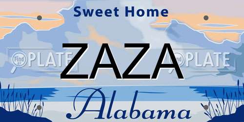 ZAZA Alabama License Plate
