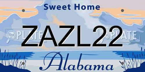 ZAZL22 Alabama License Plate