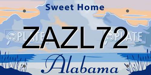 ZAZL72 Alabama License Plate