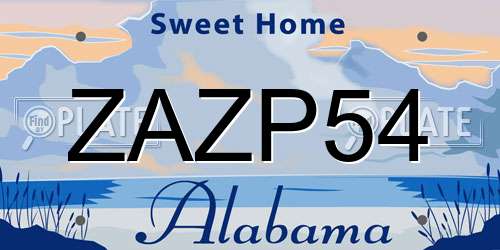 ZAZP54 Alabama License Plate