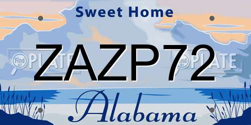 ZAZP72 Alabama License Plate