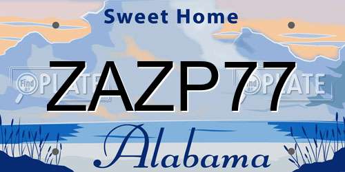 ZAZP77 Alabama License Plate