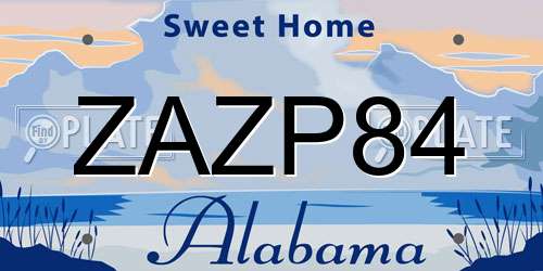 ZAZP84 Alabama License Plate