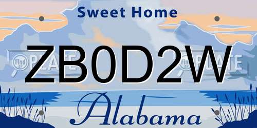 ZB0D2W Alabama License Plate