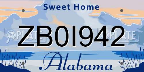 ZB0I942 Alabama License Plate