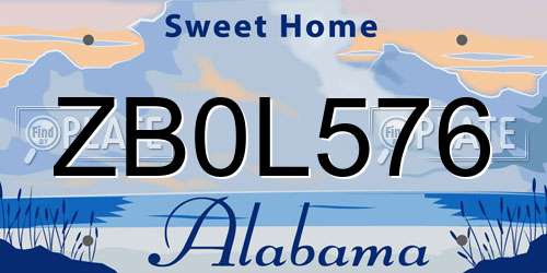 ZB0L576 Alabama License Plate