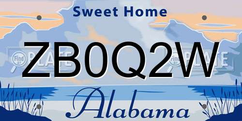 ZB0Q2W Alabama License Plate
