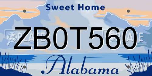 ZB0T560 Alabama License Plate