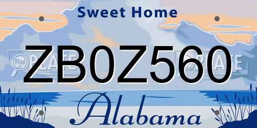 ZB0Z560 Alabama License Plate