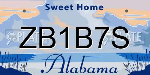 ZB1B7S Alabama License Plate