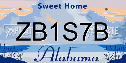 ZB1S7B Alabama License Plate