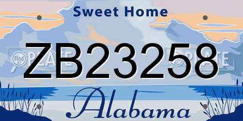 ZB23258 Alabama License Plate