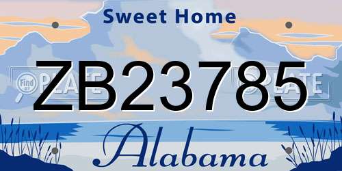 ZB23785 Alabama License Plate