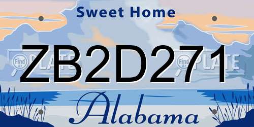 ZB2D271 Alabama License Plate