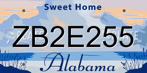ZB2E255 Alabama License Plate
