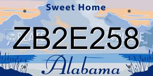 ZB2E258 Alabama License Plate