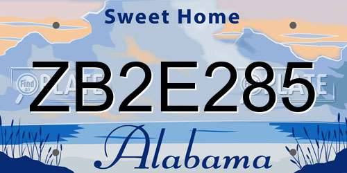 ZB2E285 Alabama License Plate