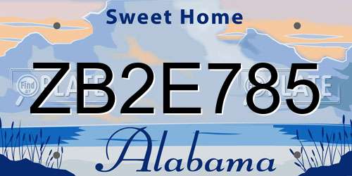ZB2E785 Alabama License Plate