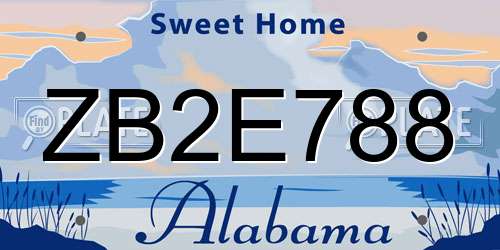 ZB2E788 Alabama License Plate