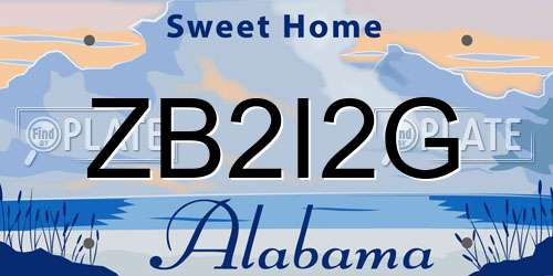 ZB2I2G Alabama License Plate