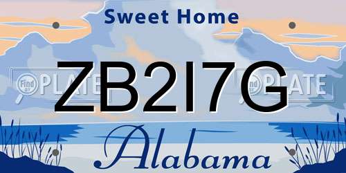 ZB2I7G Alabama License Plate