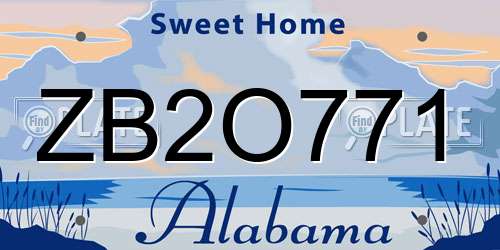 ZB2O771 Alabama License Plate