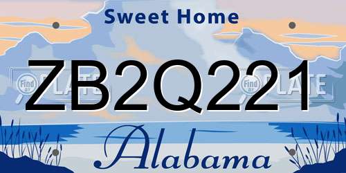 ZB2Q221 Alabama License Plate