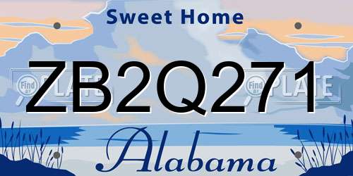 ZB2Q271 Alabama License Plate