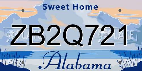 ZB2Q721 Alabama License Plate