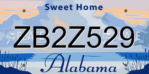 ZB2Z529 Alabama License Plate