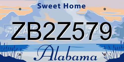 ZB2Z579 Alabama License Plate