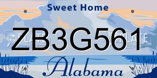 ZB3G561 Alabama License Plate