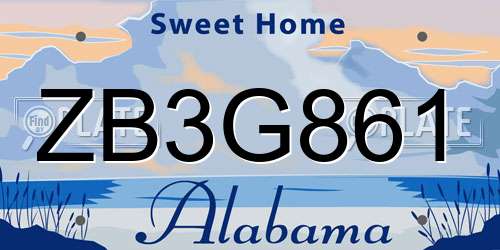 ZB3G861 Alabama License Plate