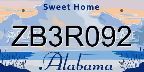 ZB3R092 Alabama License Plate