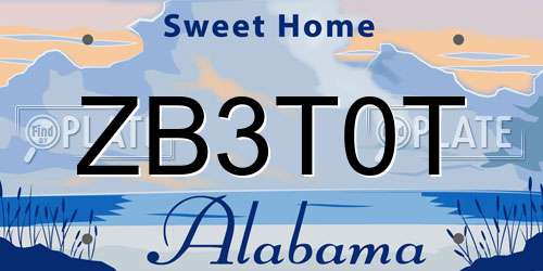 ZB3T0T Alabama License Plate
