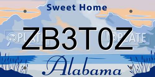 ZB3T0Z Alabama License Plate