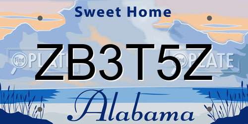ZB3T5Z Alabama License Plate