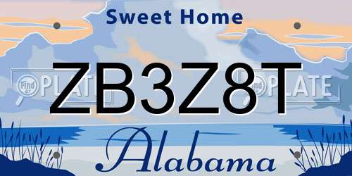ZB3Z8T Alabama License Plate