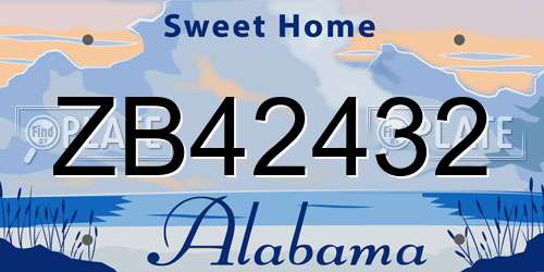 ZB42432 Alabama License Plate