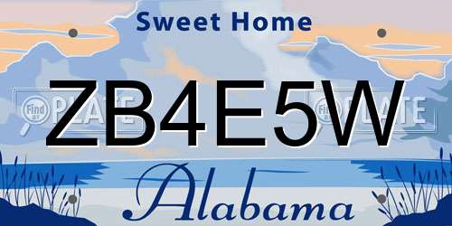 ZB4E5W Alabama License Plate