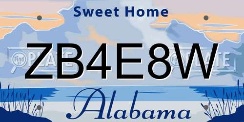 ZB4E8W Alabama License Plate