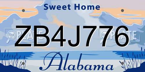ZB4J776 Alabama License Plate