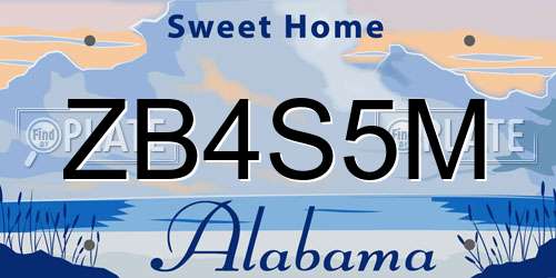 ZB4S5M Alabama License Plate