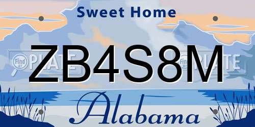 ZB4S8M Alabama License Plate