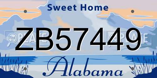 ZB57449 Alabama License Plate