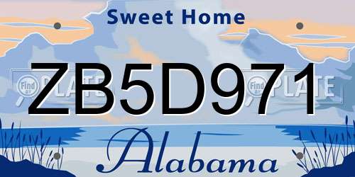 ZB5D971 Alabama License Plate