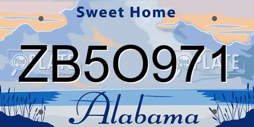ZB5O971 Alabama License Plate