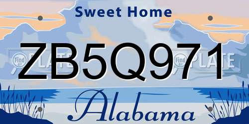 ZB5Q971 Alabama License Plate